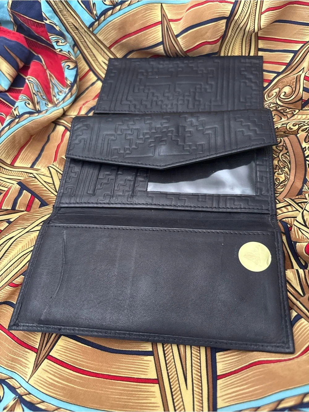 Wallet Black Embossed Leather check  Wallet Set